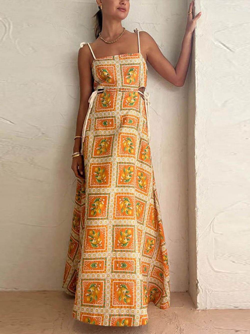 Einzigartiges Trägerkleid mit Zitronenprint