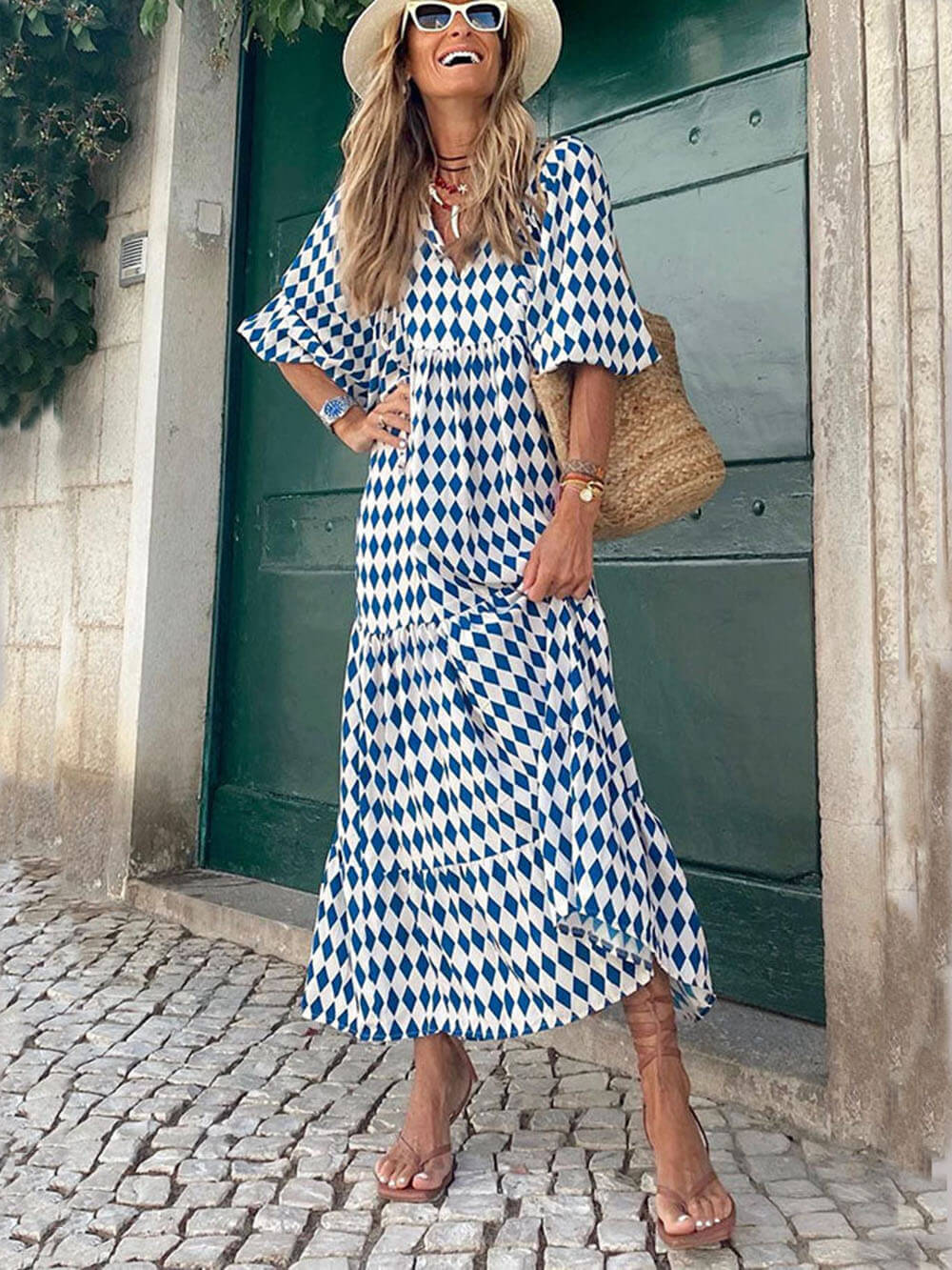 Bohemian bedrucktes Maxikleid