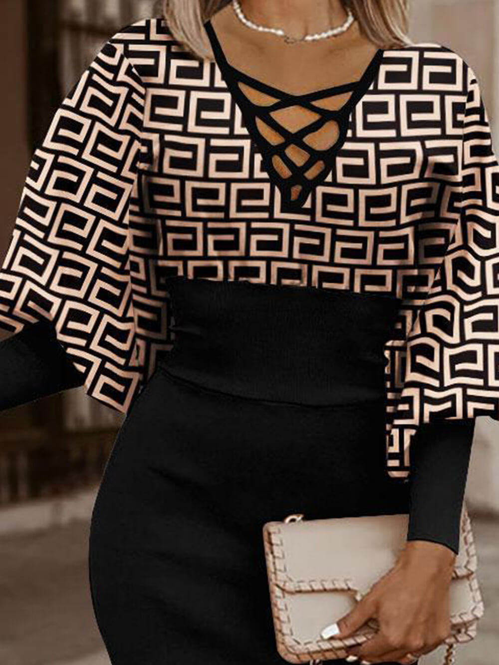 Midi-Kleid mit Ballonärmeln