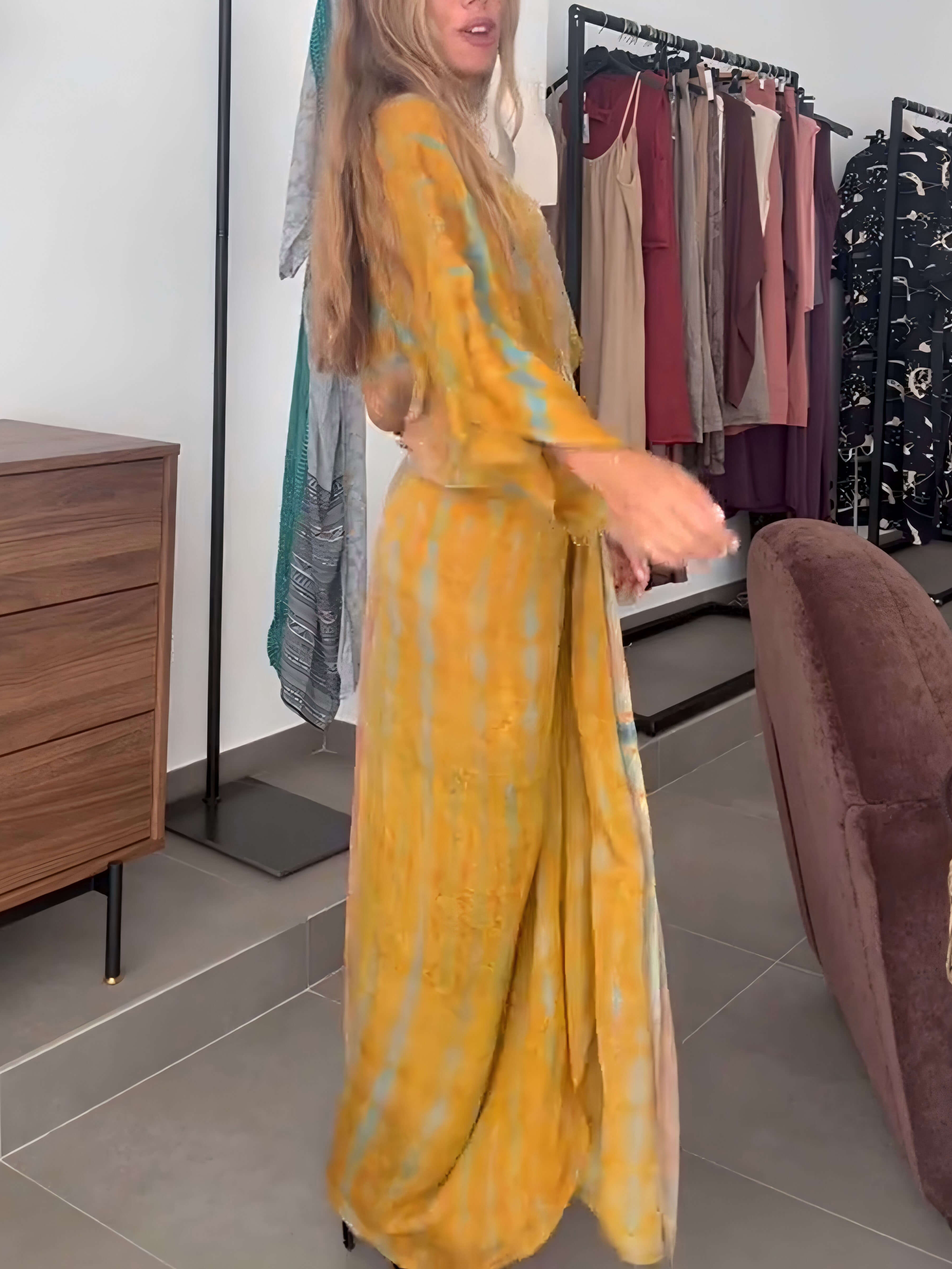 Bedrucktes Kleid im Kimono-Stil