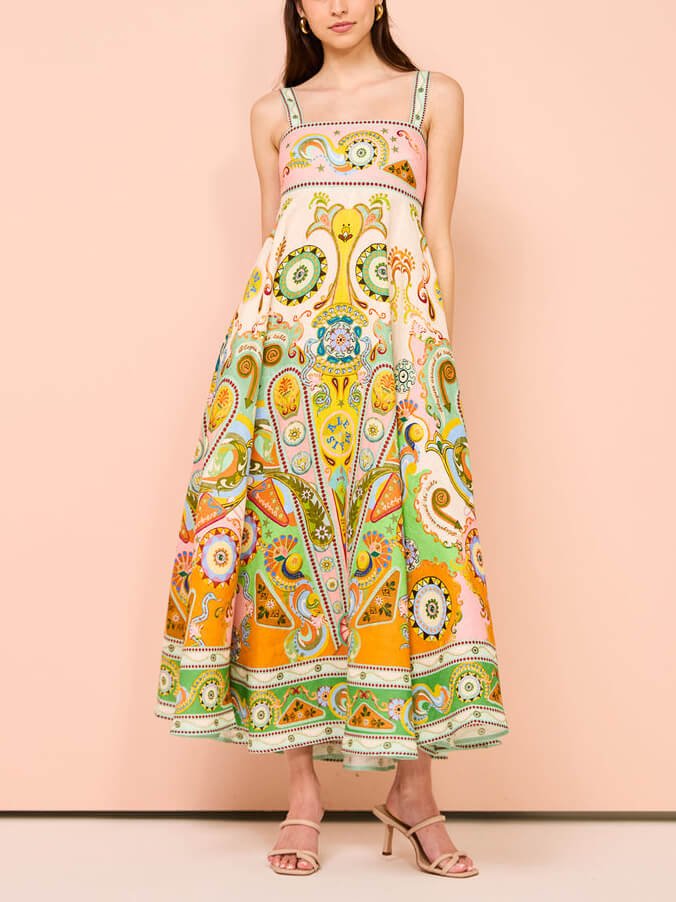 Trägerkleid Einzigartiger Feiertags-Print Midi-Kleid