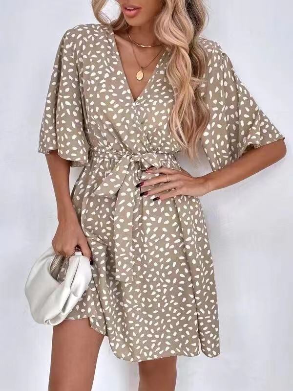 V-Ausschnitt Taille Fashion Vielseitiges Boho-Kleid