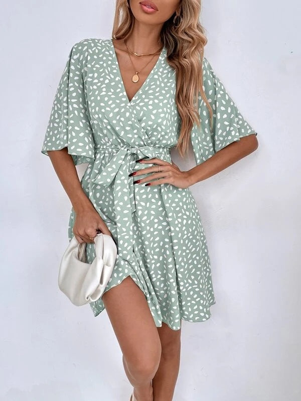 V-Ausschnitt Taille Fashion Vielseitiges Boho-Kleid