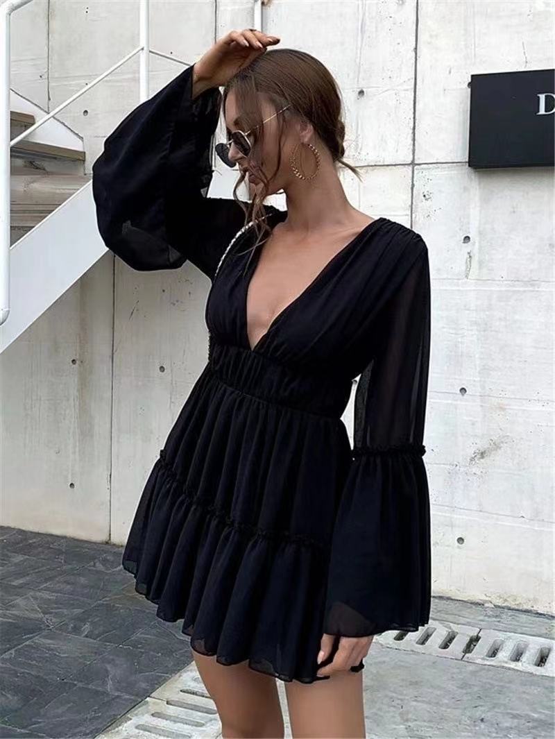 Sexy V-Ausschnitt Chiffon-Strandkleid