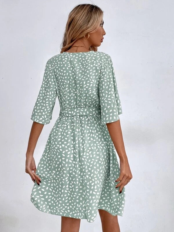 V-Ausschnitt Taille Fashion Vielseitiges Boho-Kleid