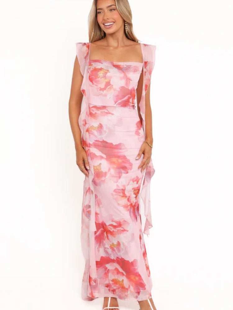 Kleid mit Blumenmuster-Spitzenband