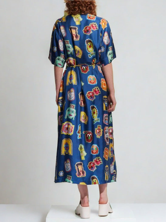 Einzigartiges Graffiti-Spaß-Print-Midikleid