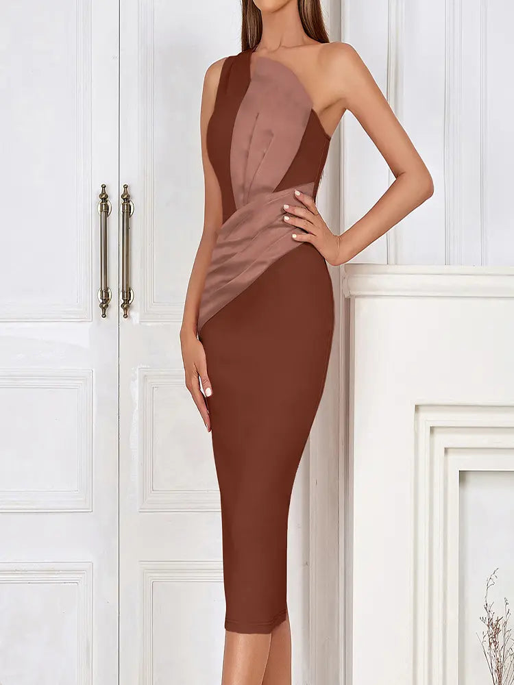 Pinke asymmetrische Abendrobe mit einer Schulter