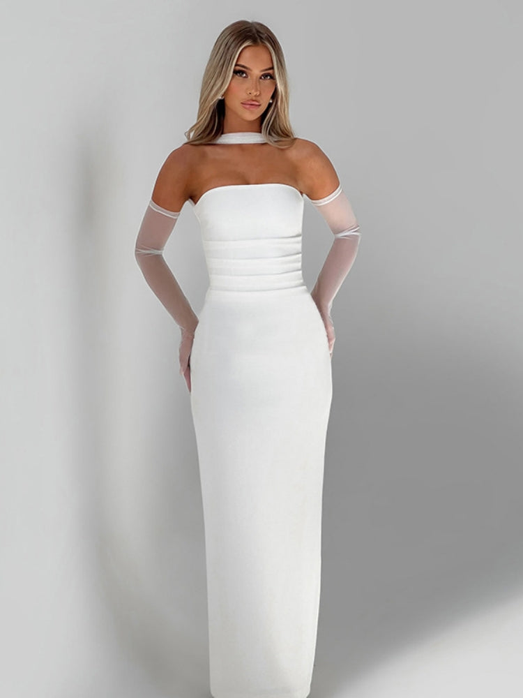 Trägerloses Kleid-Set mit Spitze