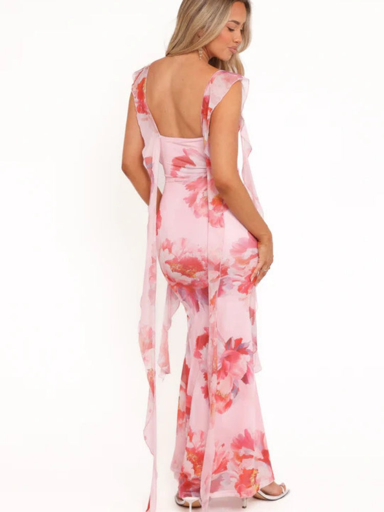 Kleid mit Blumenmuster-Spitzenband