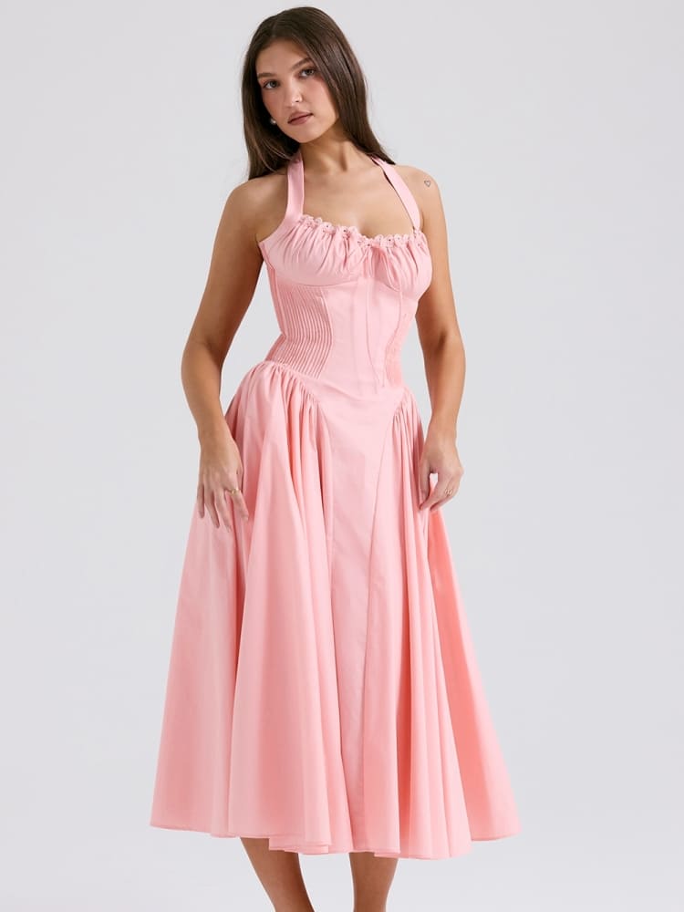 Barbie Pinkes rückenfreies Neckholder-Midikleid