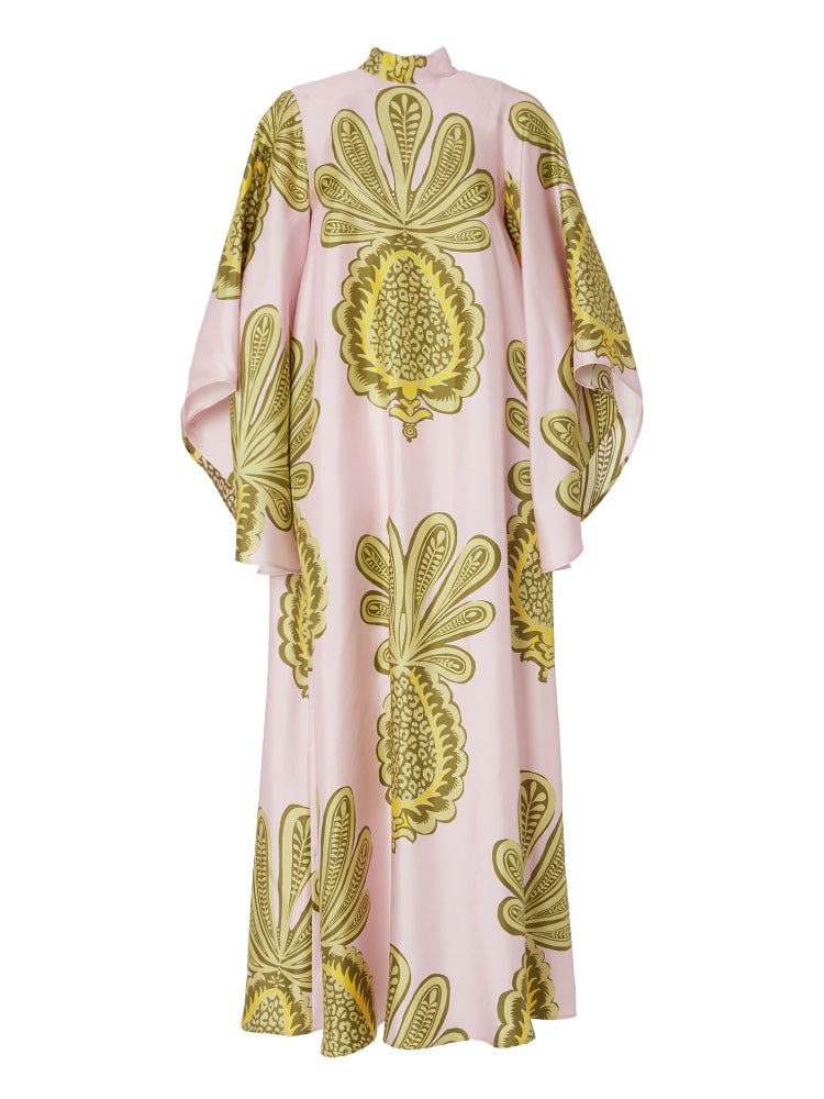Rosa geblümtes Kleid mit 3/4-Ärmeln