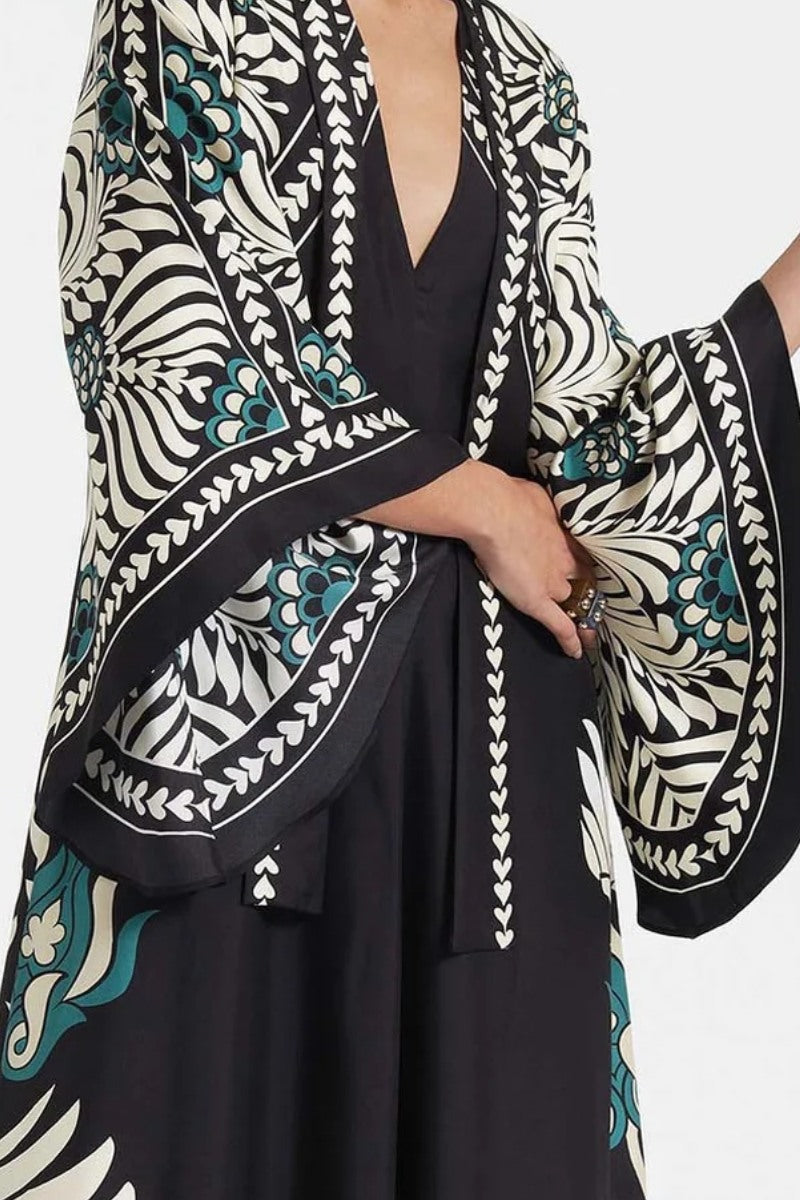 Magnifico bedrucktes Maxikleid – Schwarz