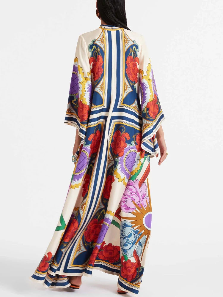 Magnifico bedrucktes Maxikleid – Rost
