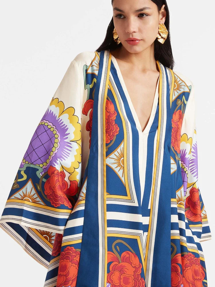 Magnifico bedrucktes Maxikleid – Rost