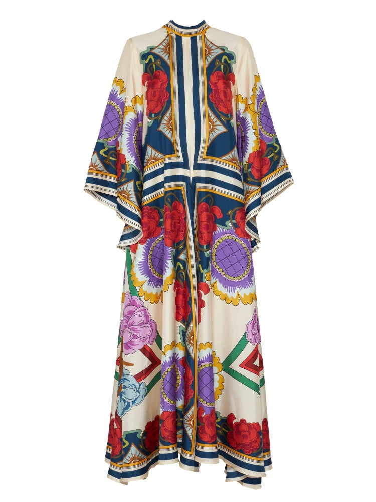Magnifico bedrucktes Maxikleid – Rost