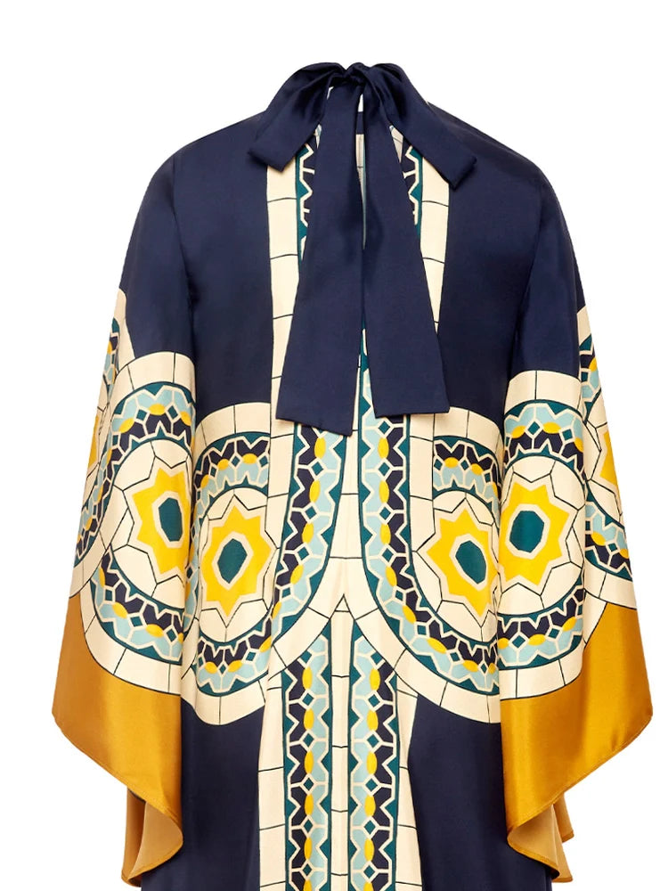 Magnifico bedrucktes Maxikleid – Blau
