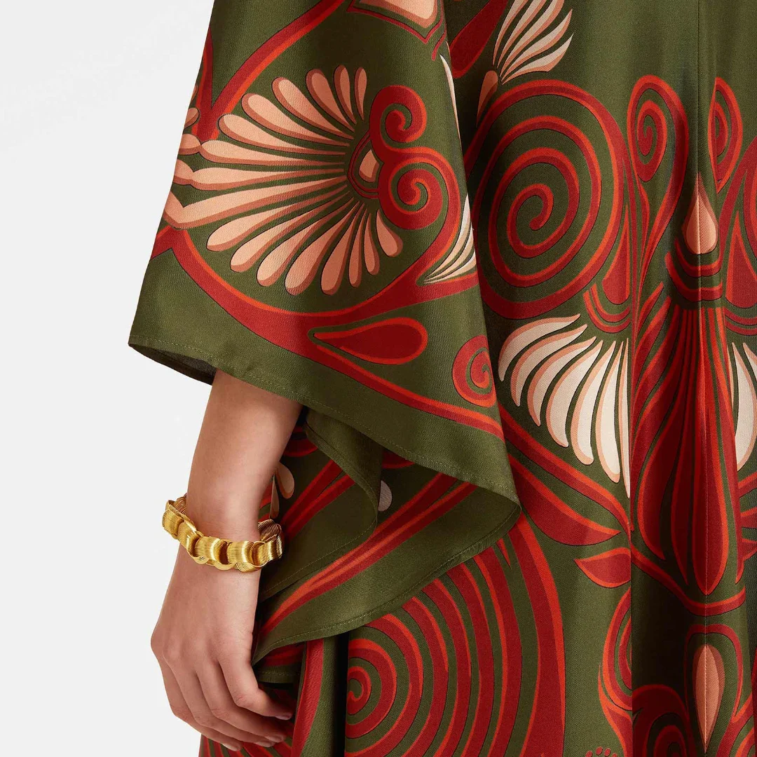 Magnifico Bedrucktes Maxikleid – Dunkelgrün