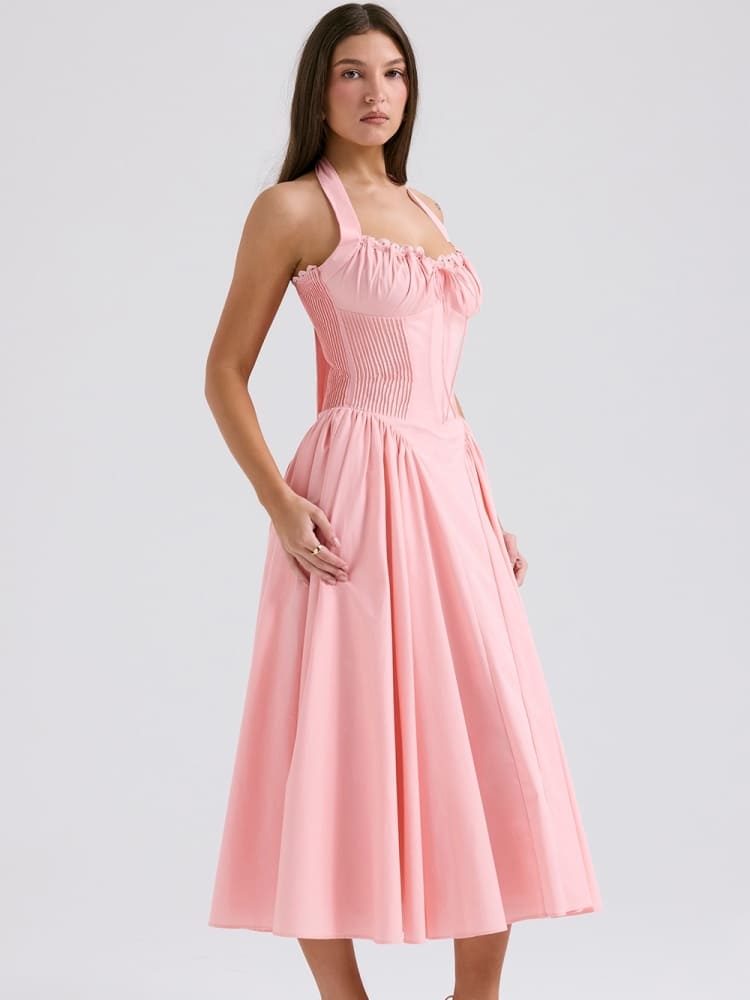 Barbie Pinkes rückenfreies Neckholder-Midikleid