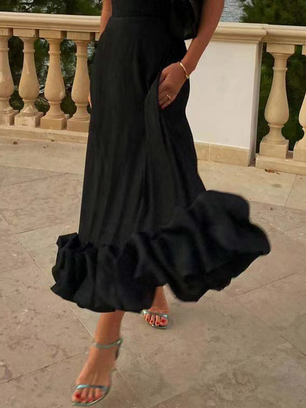 Maxikleid mit Rüschenbustier