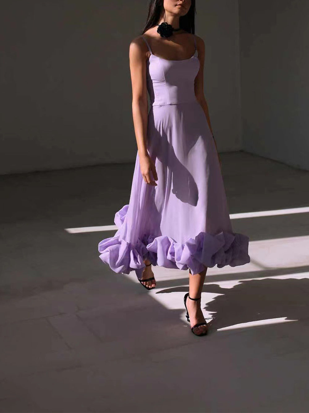 Maxikleid mit Rüschenbustier