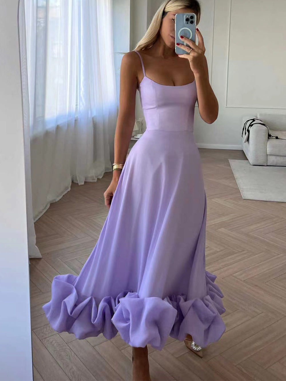 Maxikleid mit Rüschenbustier