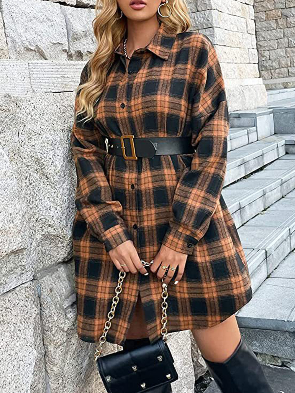 Kariertes Hemdblusenkleid