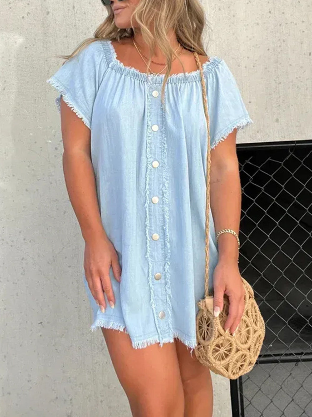 Sexy Jeans-Minikleid mit einer Schulter