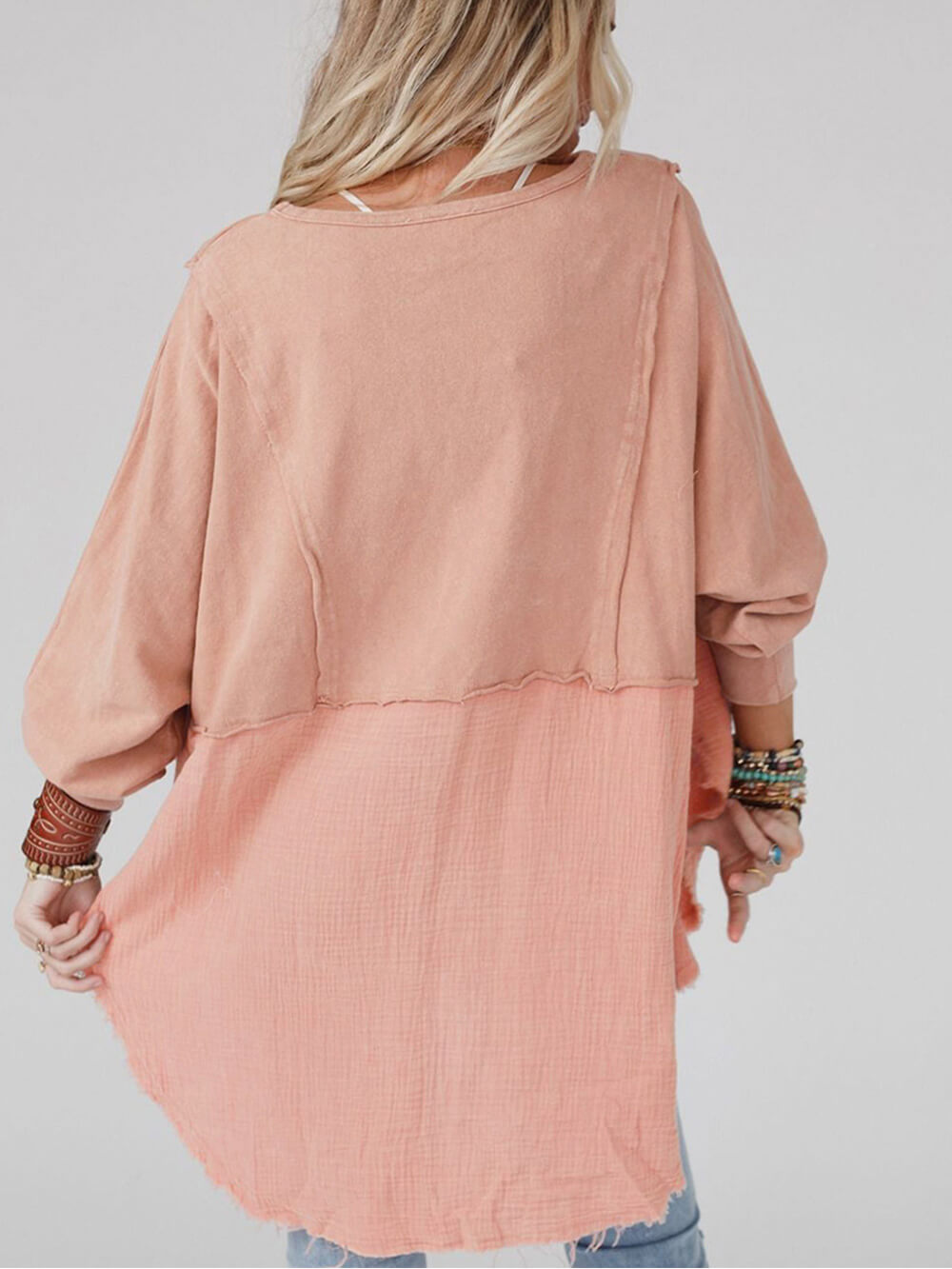 Legeres Patchwork-Oversized-Hemdblusenkleid