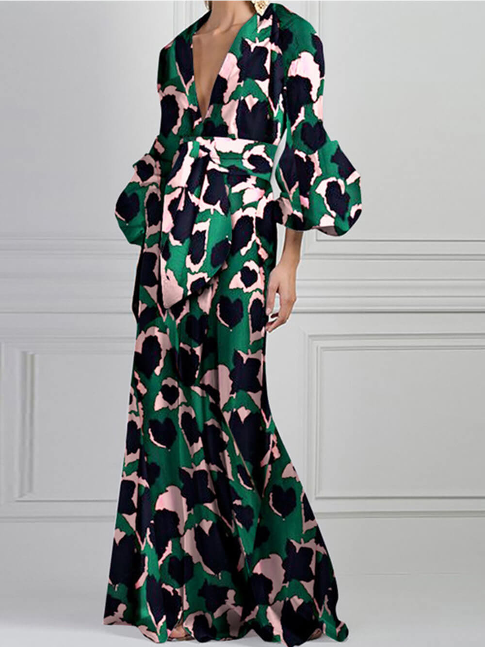 Sexy V-Ausschnitt Maxikleid