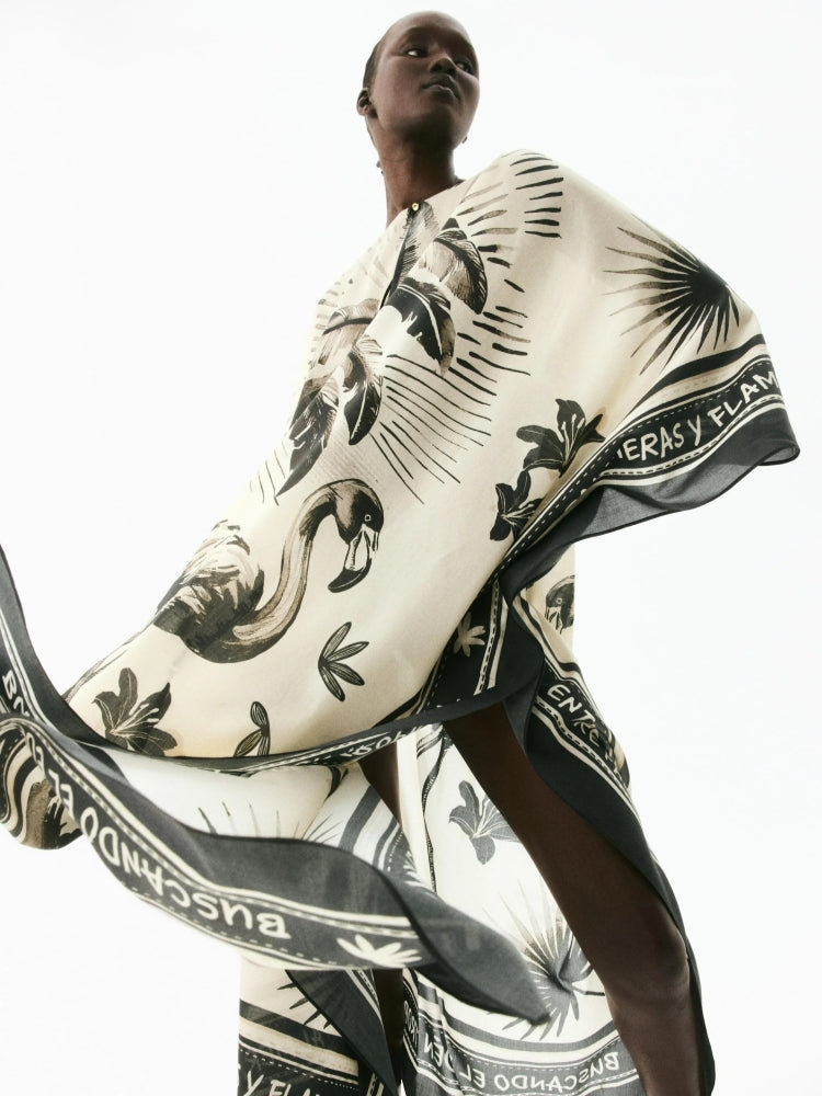 Oversized Flamingo Kaftan Maxikleid