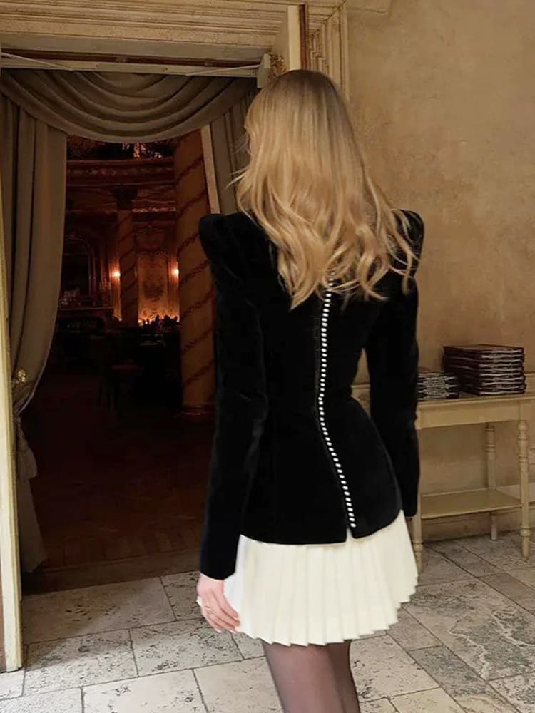 Faltenkleid aus Samt mit Colorblock-Design