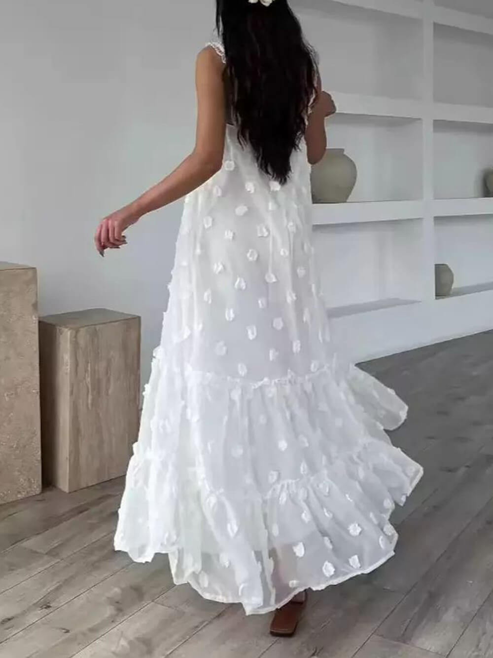 Maxikleid mit Blumenmuster, A-Linie und Lagenlook