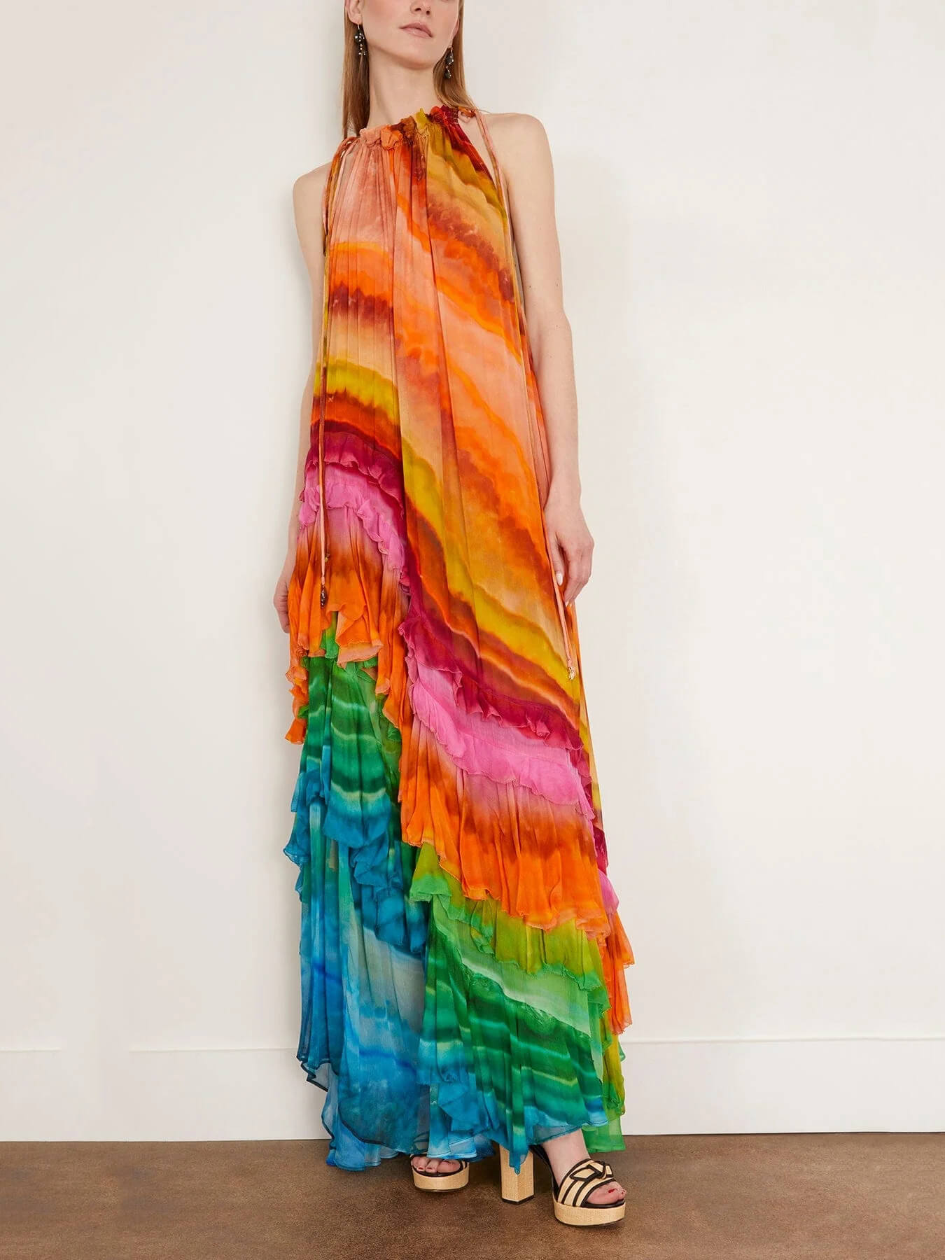 Iris Ruffle Abendkleid in Multi