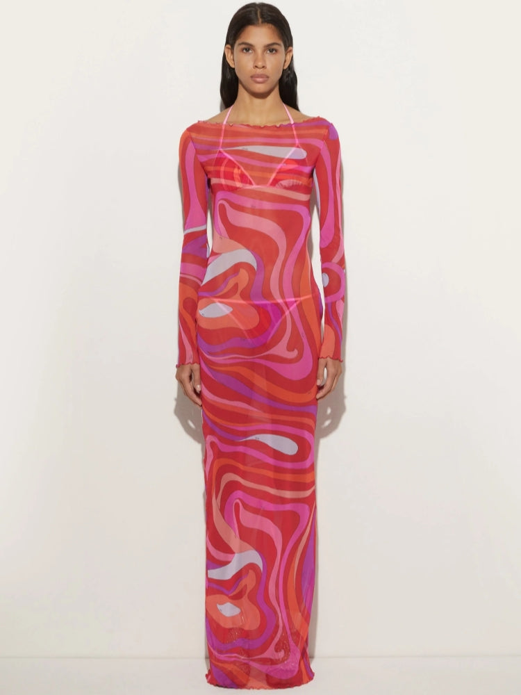 Marm Chiffon Maxikleid