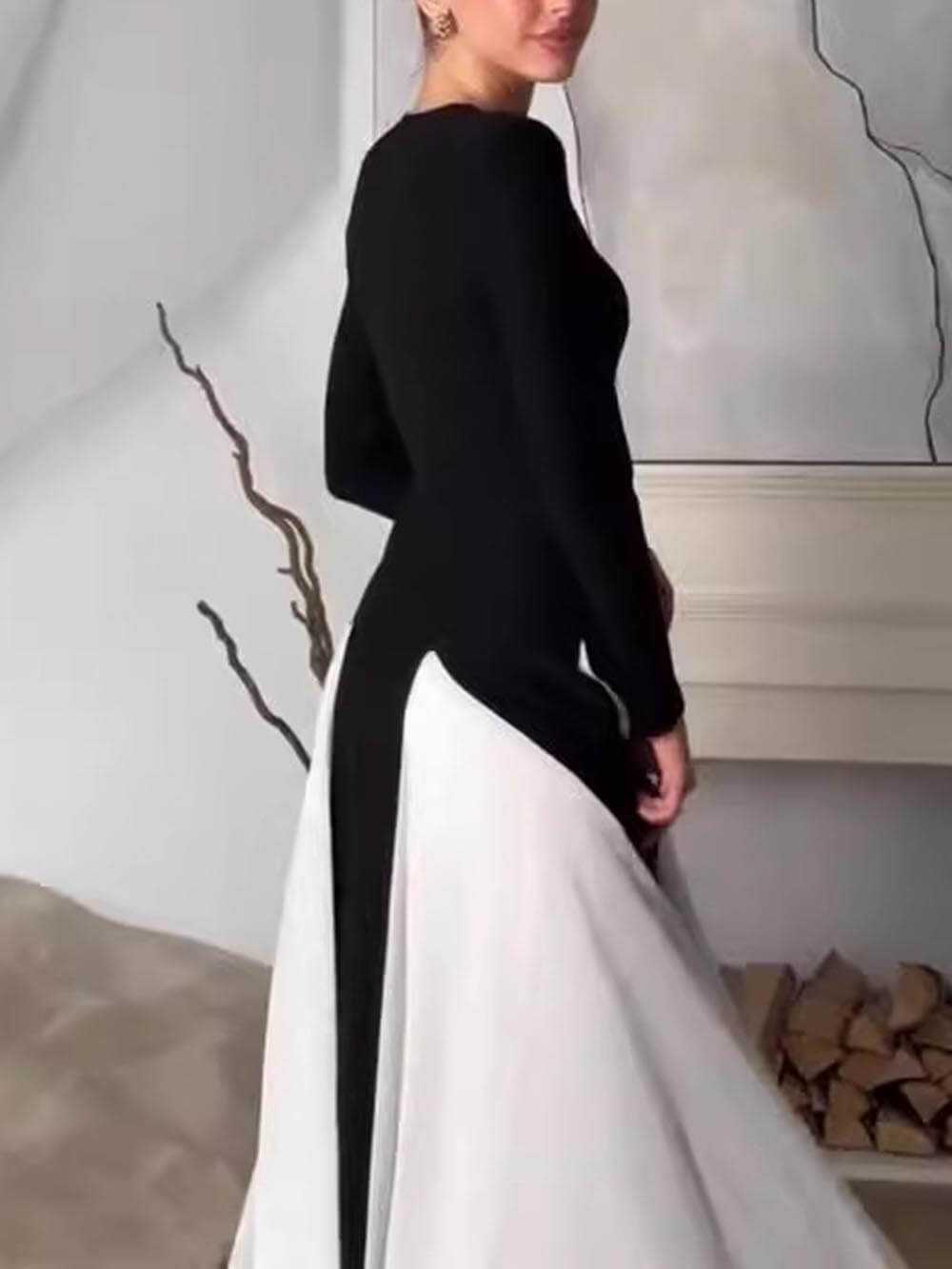 Glamouröses elegantes Maxikleid aus Tüll mit langen Ärmeln und A-Linie