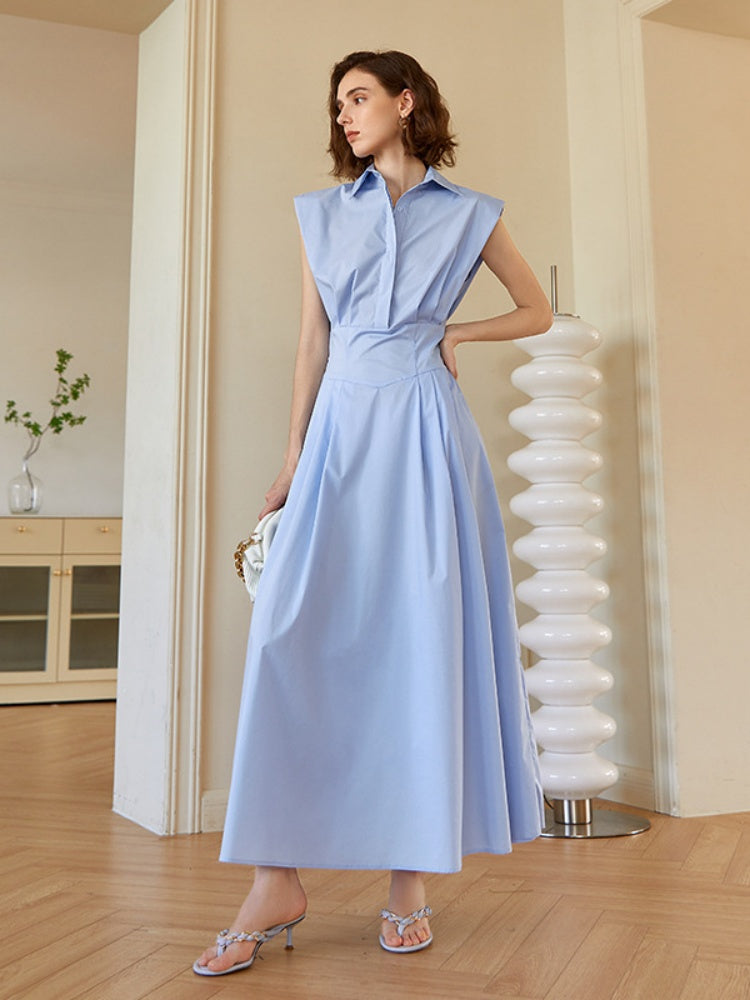 Maßgeschneidertes Hemd-Midikleid mit Gürtel