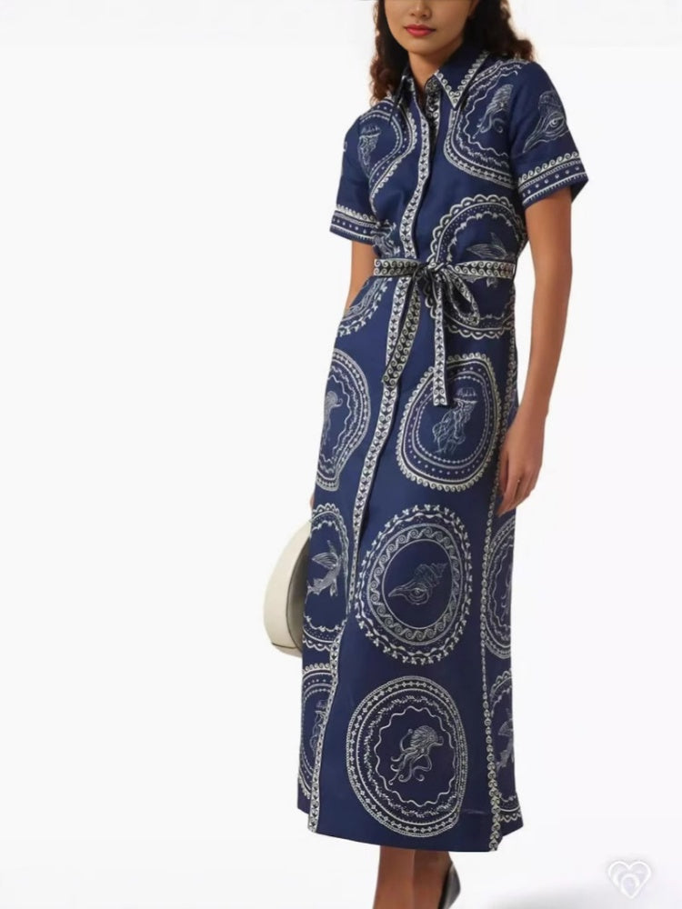 Leinenkleid mit Quallendruck