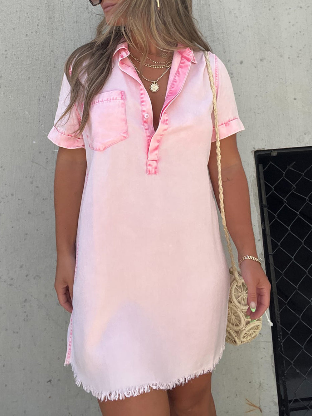 Happy Endings Tencel-Hemdblusenkleid Pink