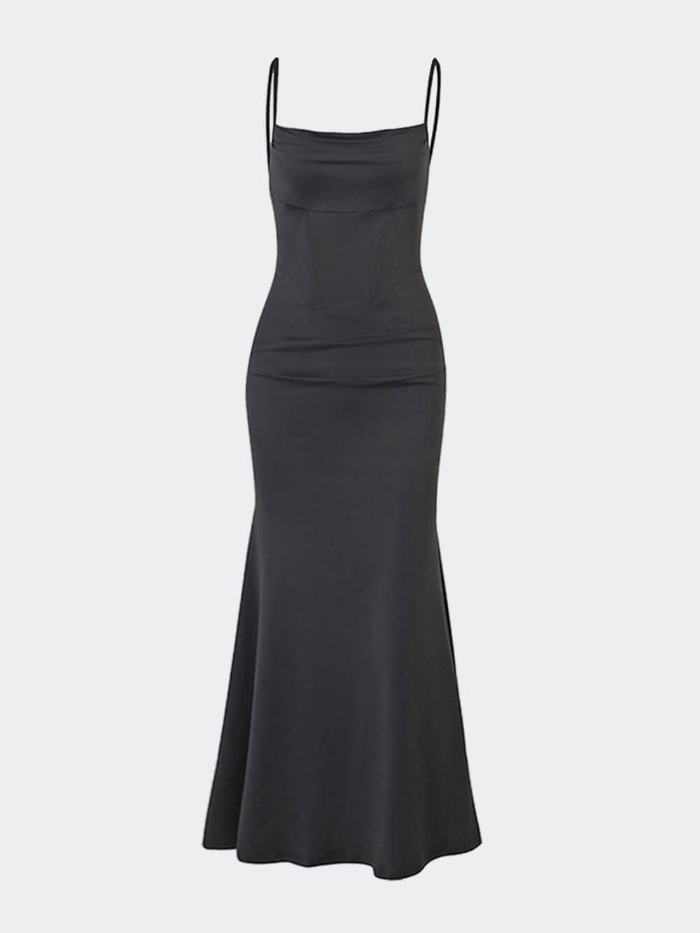 Maxikleid mit eckigem Ausschnitt, Raffungen und Korsett im Meerjungfrauen-Stil