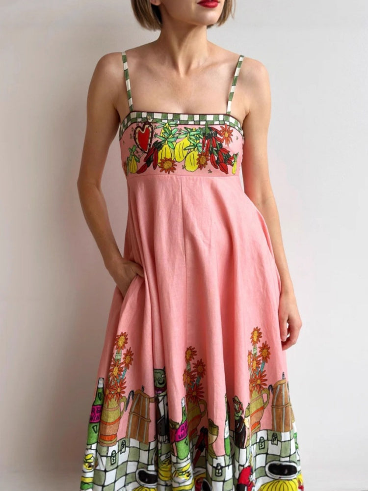 Sexy Leinenkleid mit Print