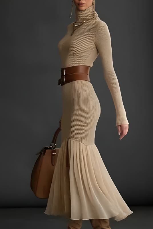 Elegantes Rollkragen-Strickkleid