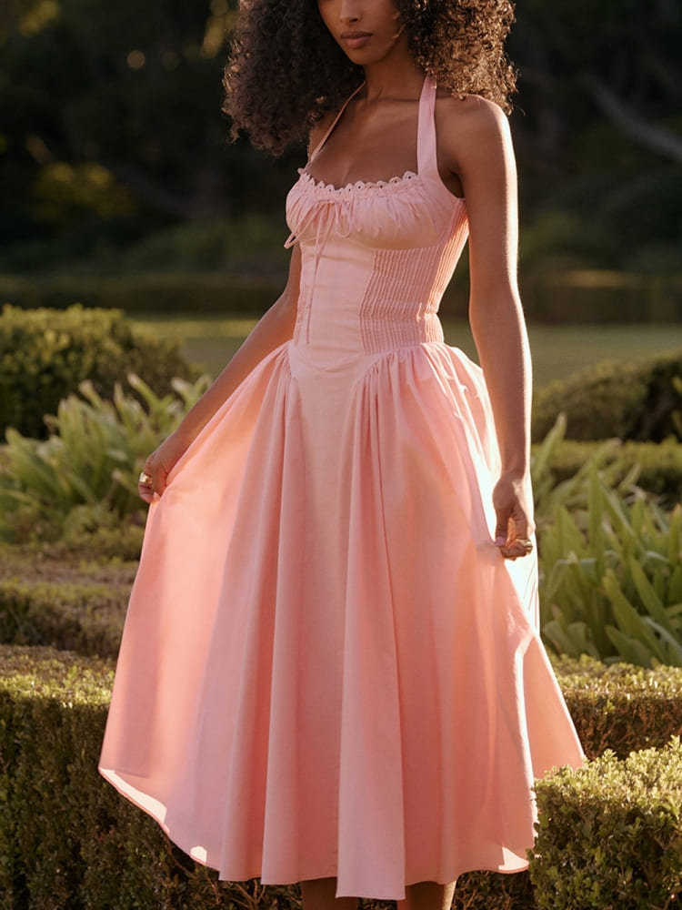 Barbie Pinkes rückenfreies Neckholder-Midikleid
