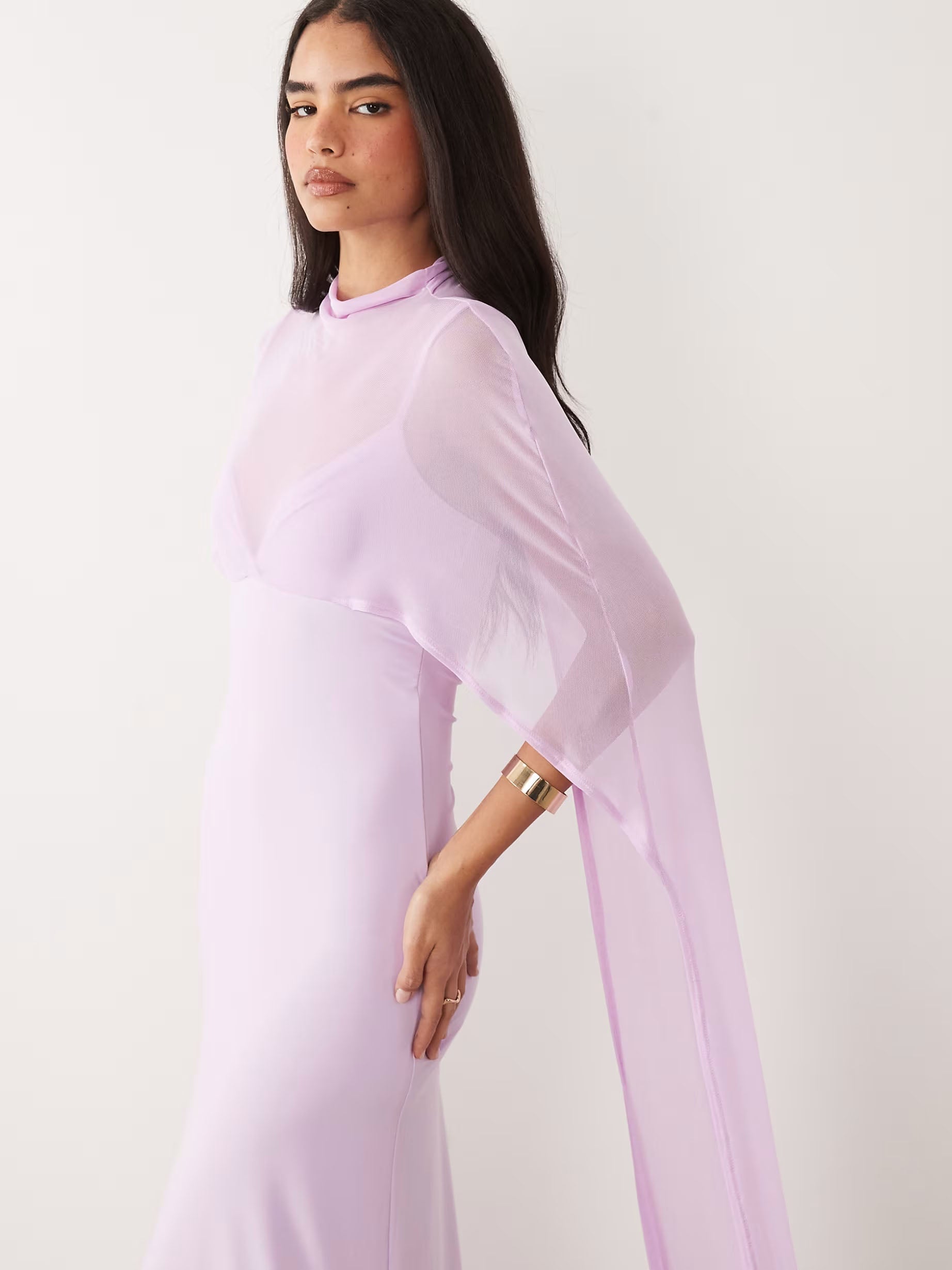 Exaggerated Cape Maxi Dress