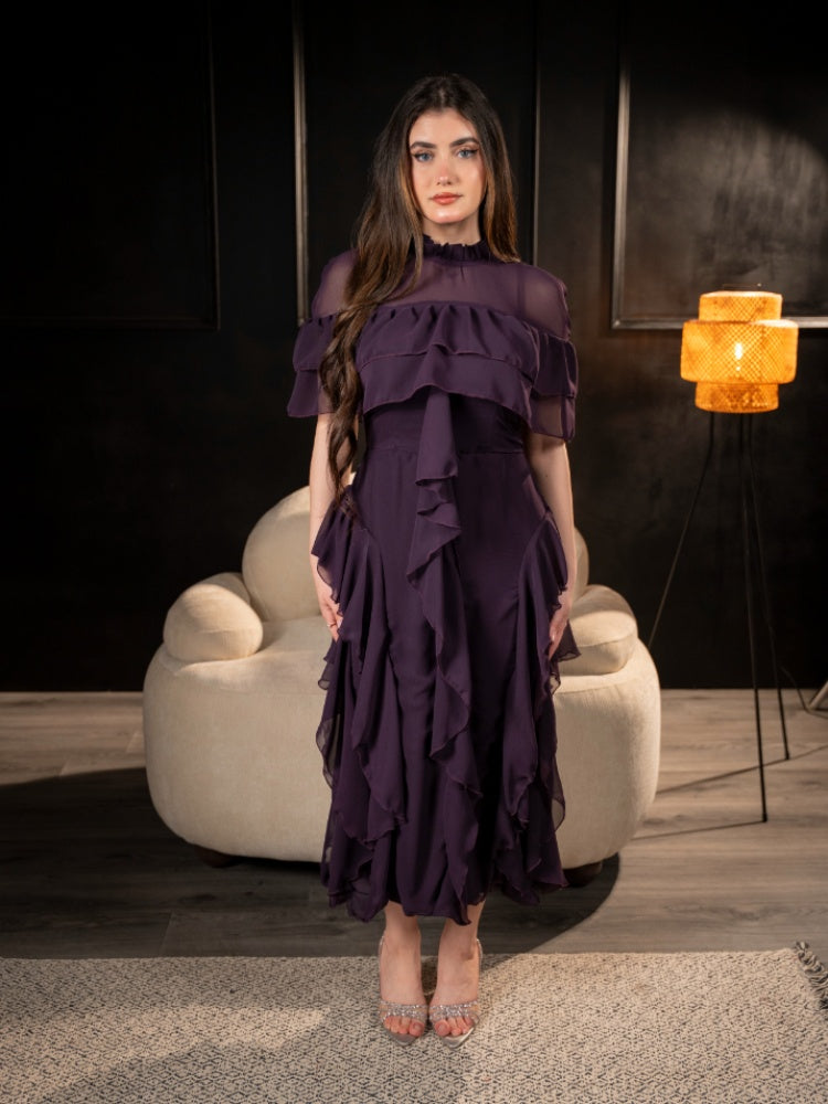 Misty Violet – Layered Chiffon Gown