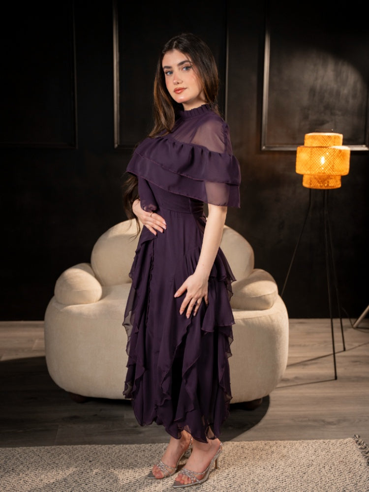 Misty Violet – Layered Chiffon Gown