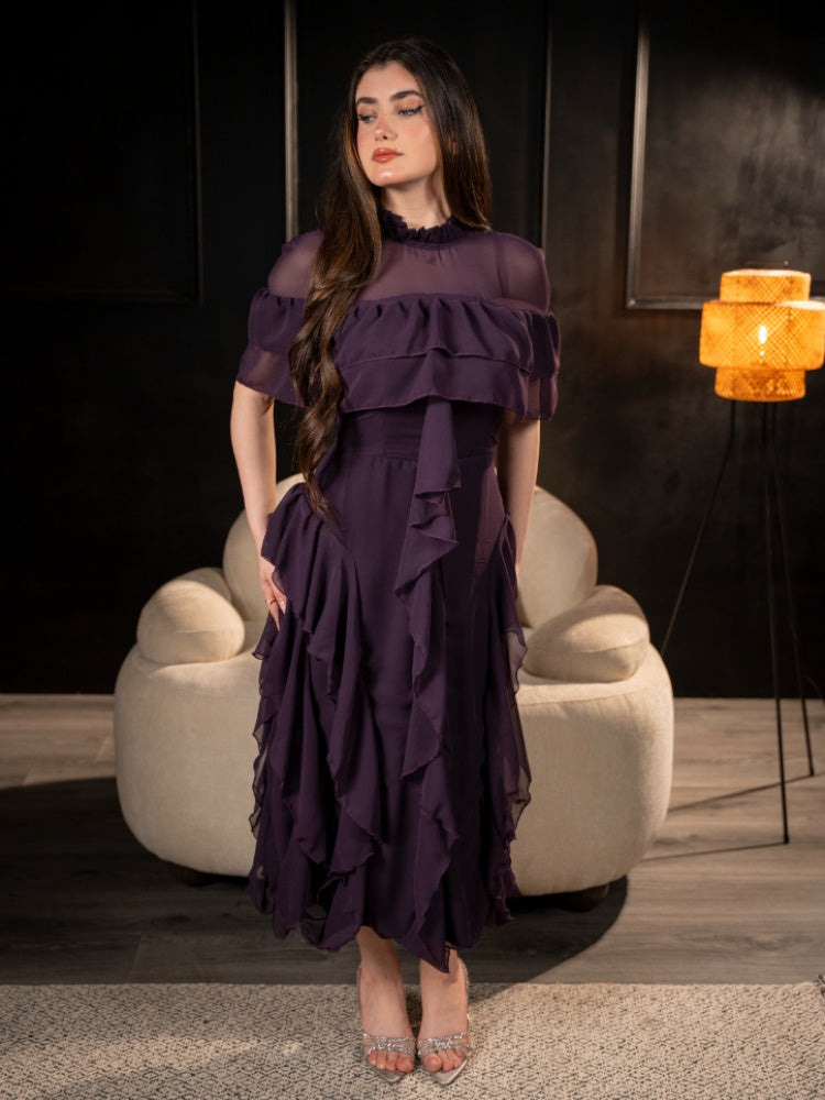 Misty Violet – Layered Chiffon Gown