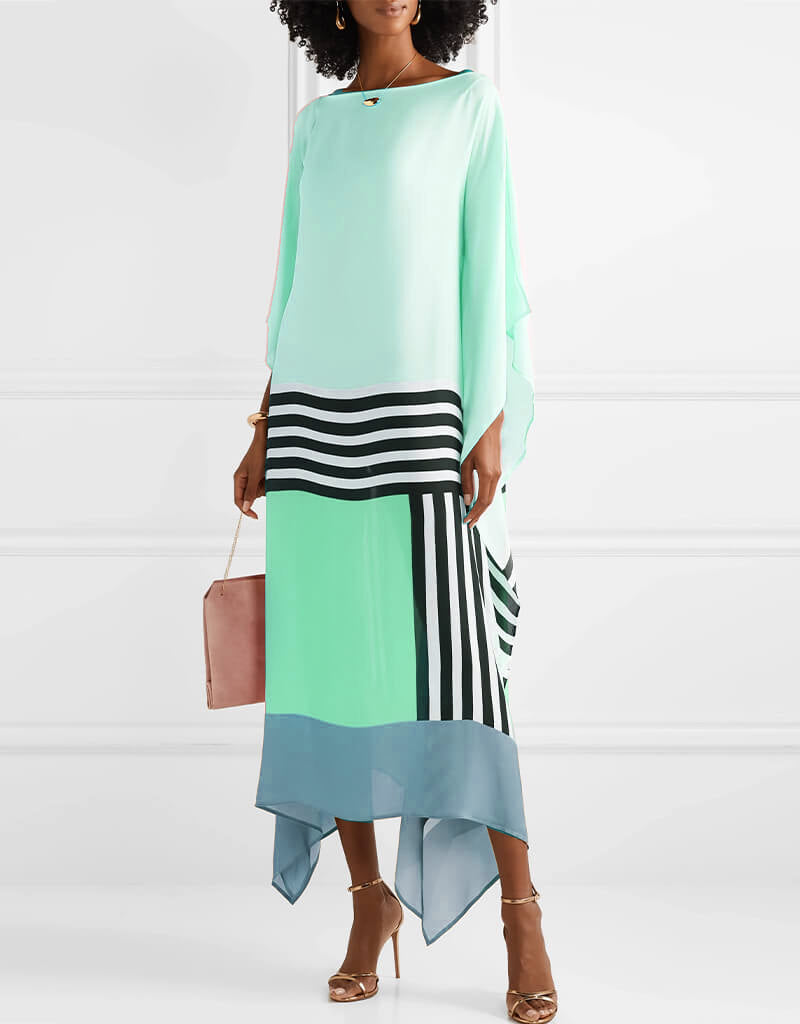Pinker Kaftan mit Bonbonstreifen