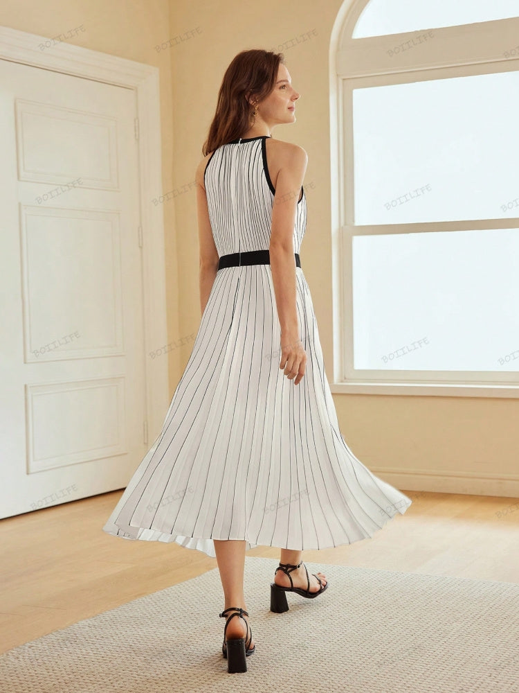 Exklusives ärmelloses Color-Block-Kleid mit Streifen in limitierter Auflage