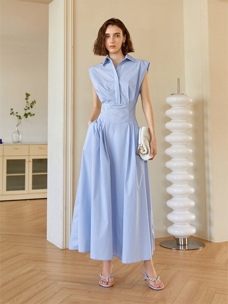 Maßgeschneidertes Hemd-Midikleid mit Gürtel